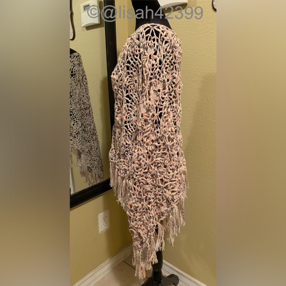 Plus Size Handmade Crocheted Poncho - Picture 2 of 5